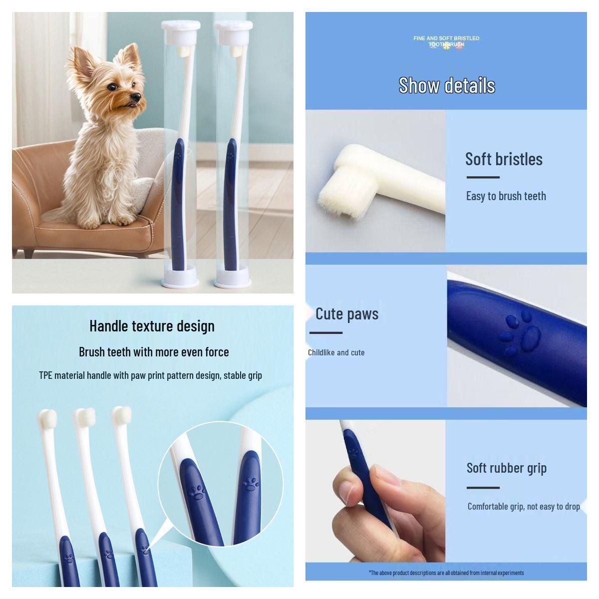 

Pet Oral Care: Soft Bristle Toothbrush for Fresh Breath and Dental Health in Cats and Dogs. 1-pack small head toothbrush for cats/dogs