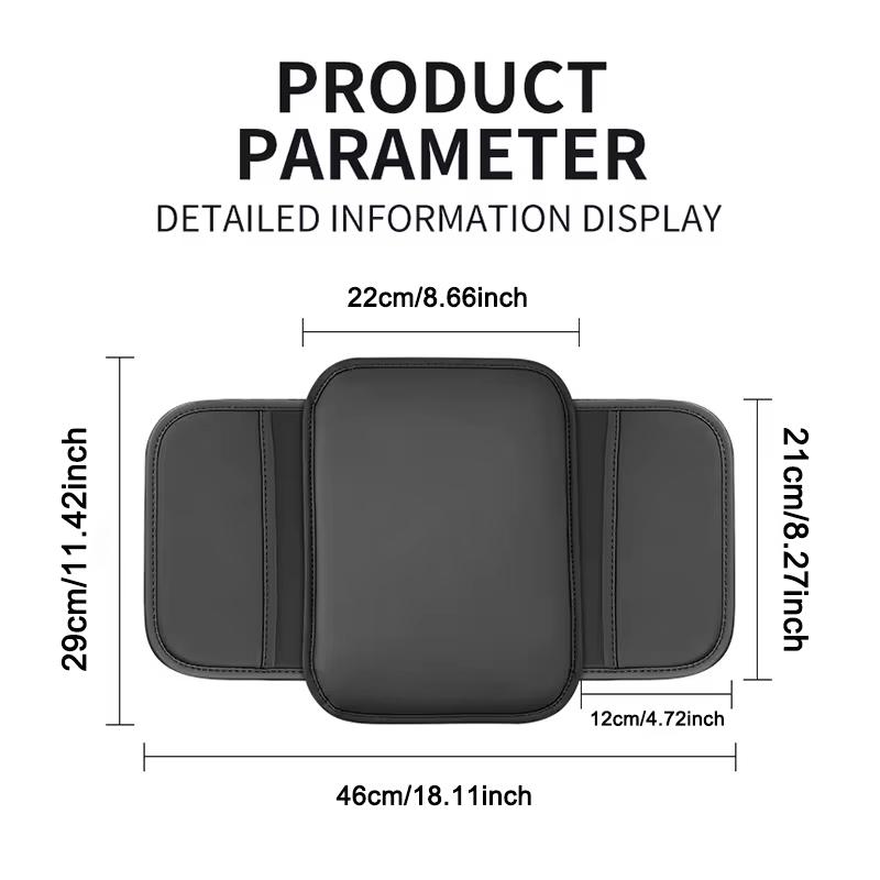 Car Center Console Protector Cover Upgraded Armrest Box Cushion Arm Rest Mat with Side Storage Pocket PU Leather Car Accessories