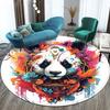 Fashionable circular carpet - washable, with bright animal print designs for kitchen, bedroom, and living room decorations