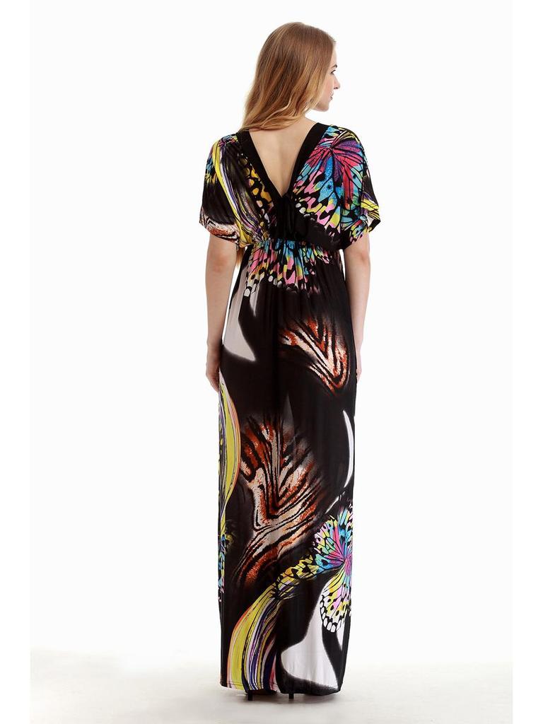 Damen Übergröße Bodenlanges Strandurlaubskleid (M-5XL)