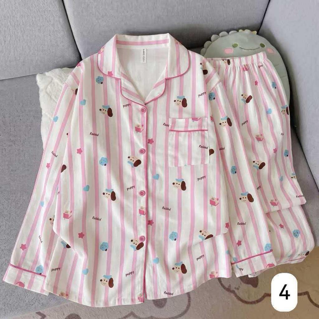 Women's Cloud Cotton Long Sleeve Pajamas - Sweet Cartoon Design for Spring & Autumn, Versatile for Home or Out