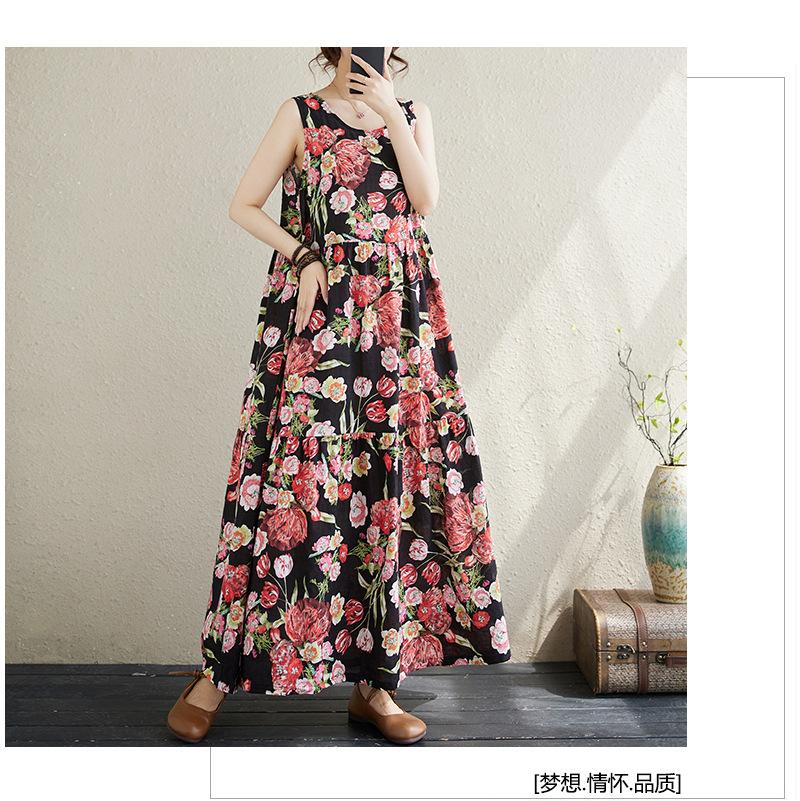 

Летний свободный жилет в стиле ретро в стиле арт-деко, свободный жилет большого размера, платье-трапеция без рукавов для женщин, повседневные платья M