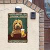 Funny Beer Drinking Golden Doodle Tin Metal Sign Man Cave Pub Garage Wall Decor Vintage Rustic