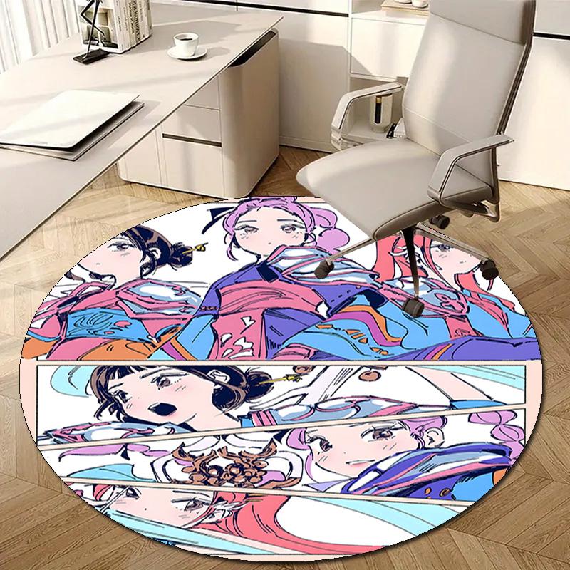 1pc KPop Demon Hunters10 Design Printed Area Round Carpet for Bedroom Living Room Home Decor Rugs Mat Non Slip Mat Rug for Bedside