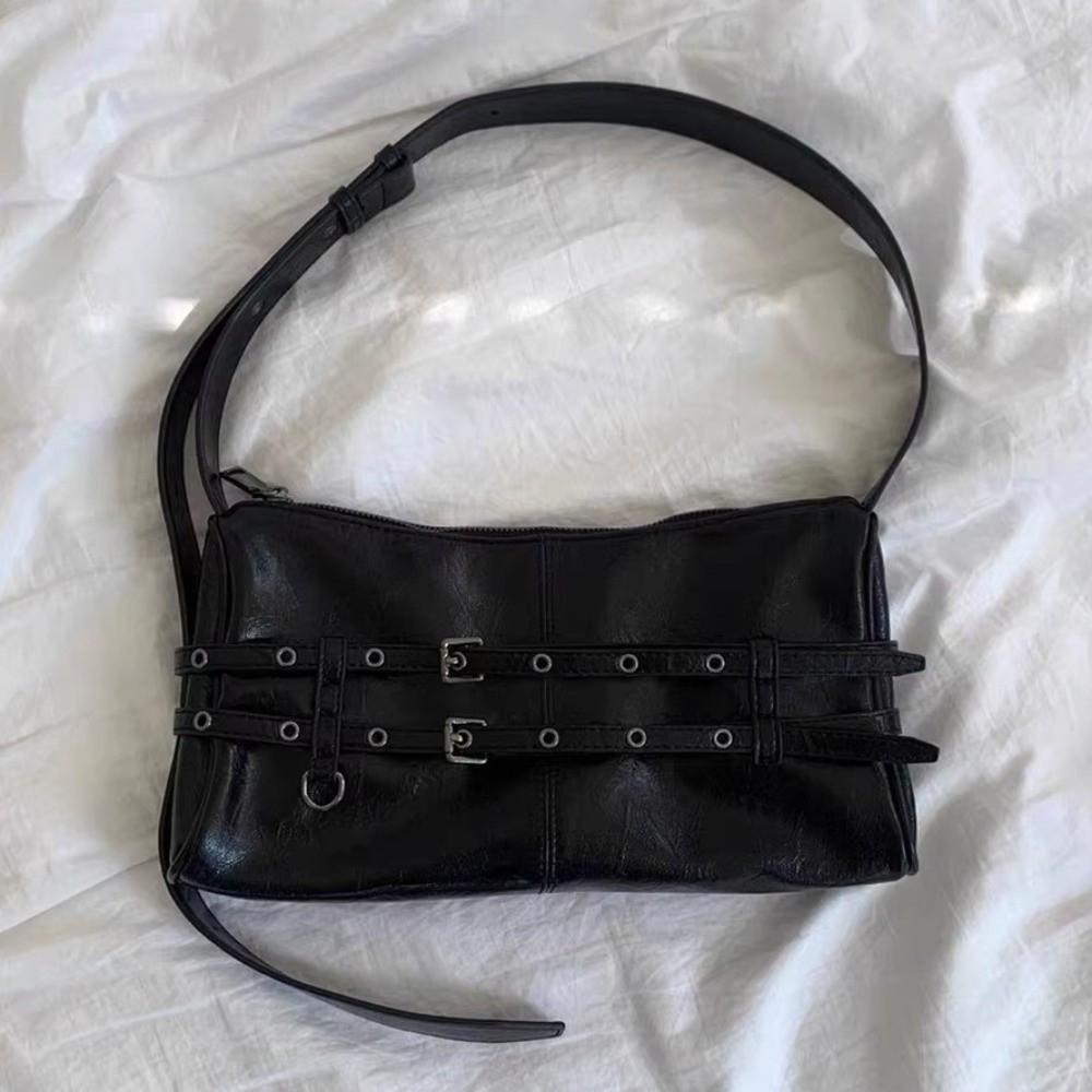 New Buckle Design Shoulder Bag Large Capacity Soft Pu Leather Messenger Bag Pure Color Tote Bag Women