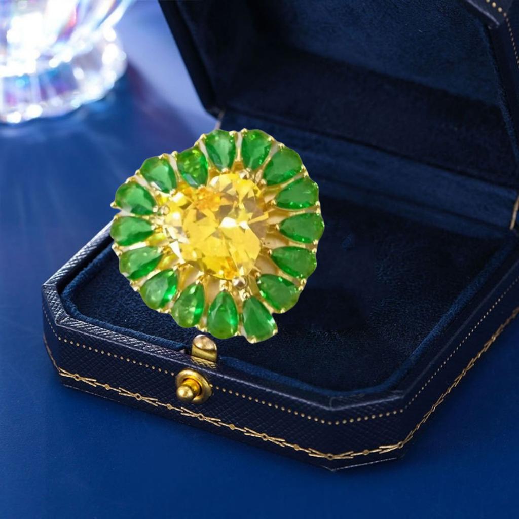 Type Magnetic Buckle With Diamonds, Two-Color Yellow-Green Brooch, High-End Sense, Niche Simplicity, No Damage To Clothes, No Holes, Small Brooch