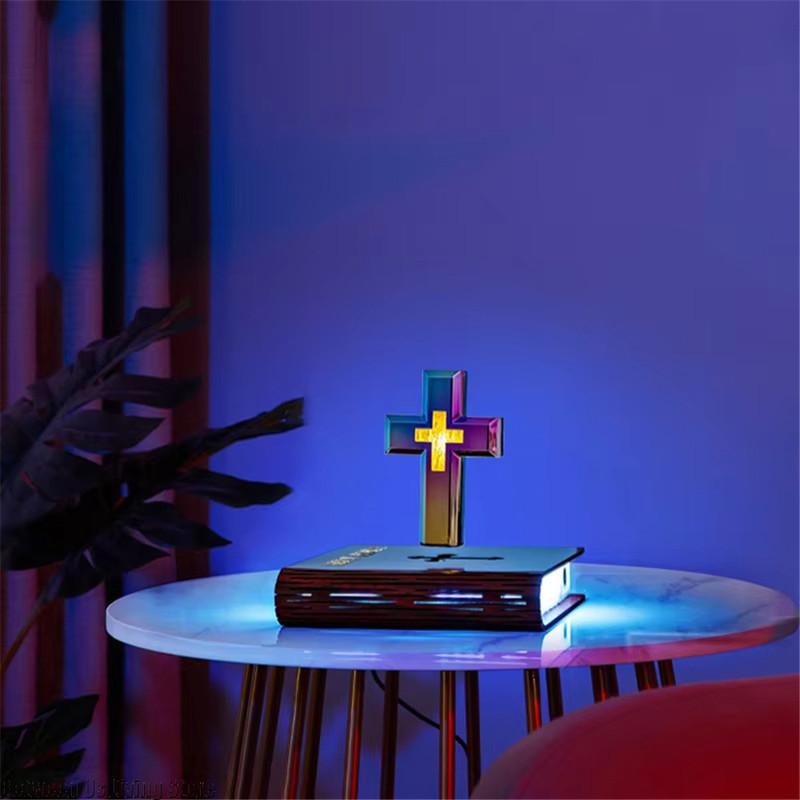 Magnetic Levitation Cross Bible Night Light for Room Home Decoration Desk Accessories Decor Novelty Gift