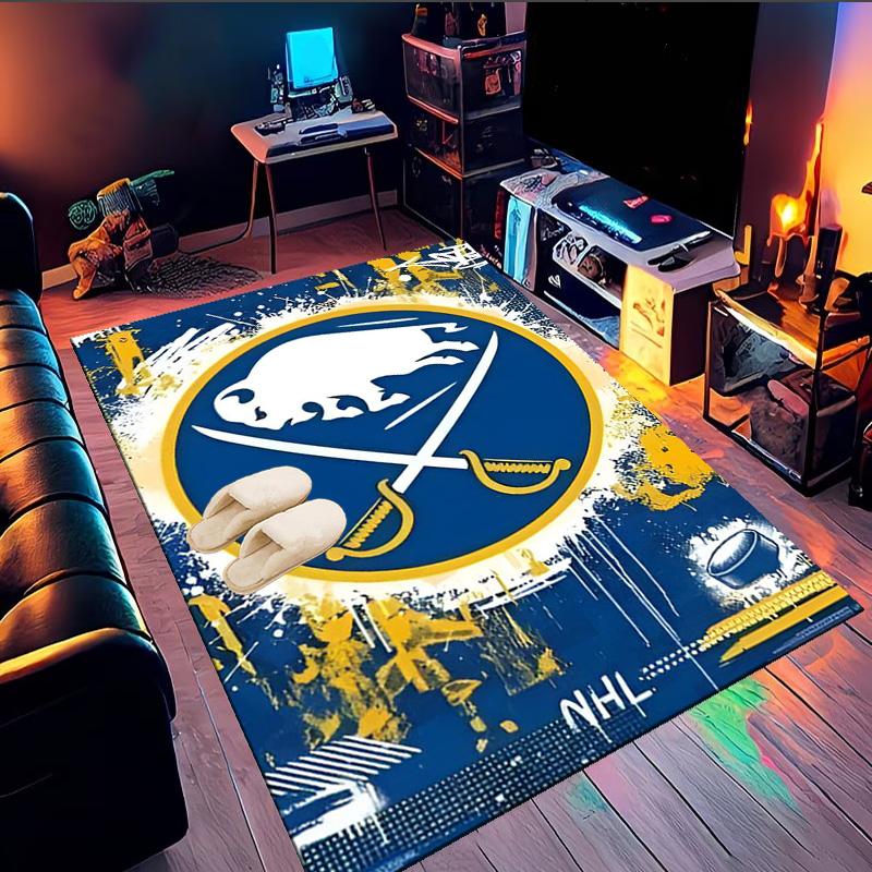 Buffalo Hockey Emblem Area Rug Suitable for Indoor And Outdoor,Carpets for Kitchens, Homes, Offices, Living Rooms,Home Decor,Christmas Gift