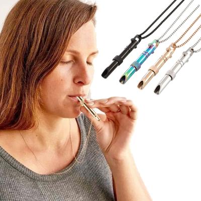 Couple Stainless Steel Mindfulness Breathing Necklace for Women Men Anxiety Relief Pendant Stress Panic Attack Relief Meditation