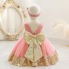 12M-6 Years Kids Girl Toddler Baby Sleeveless Stars Sequins Bow Knot Skirt Princess Dresses Summer Spring Autumn Children Tutu Christmas Ball Gown