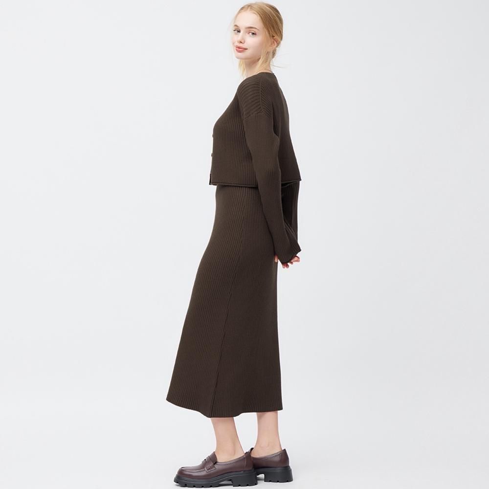 Gu Multi Way Rib Knit Dress  Long Sleeves