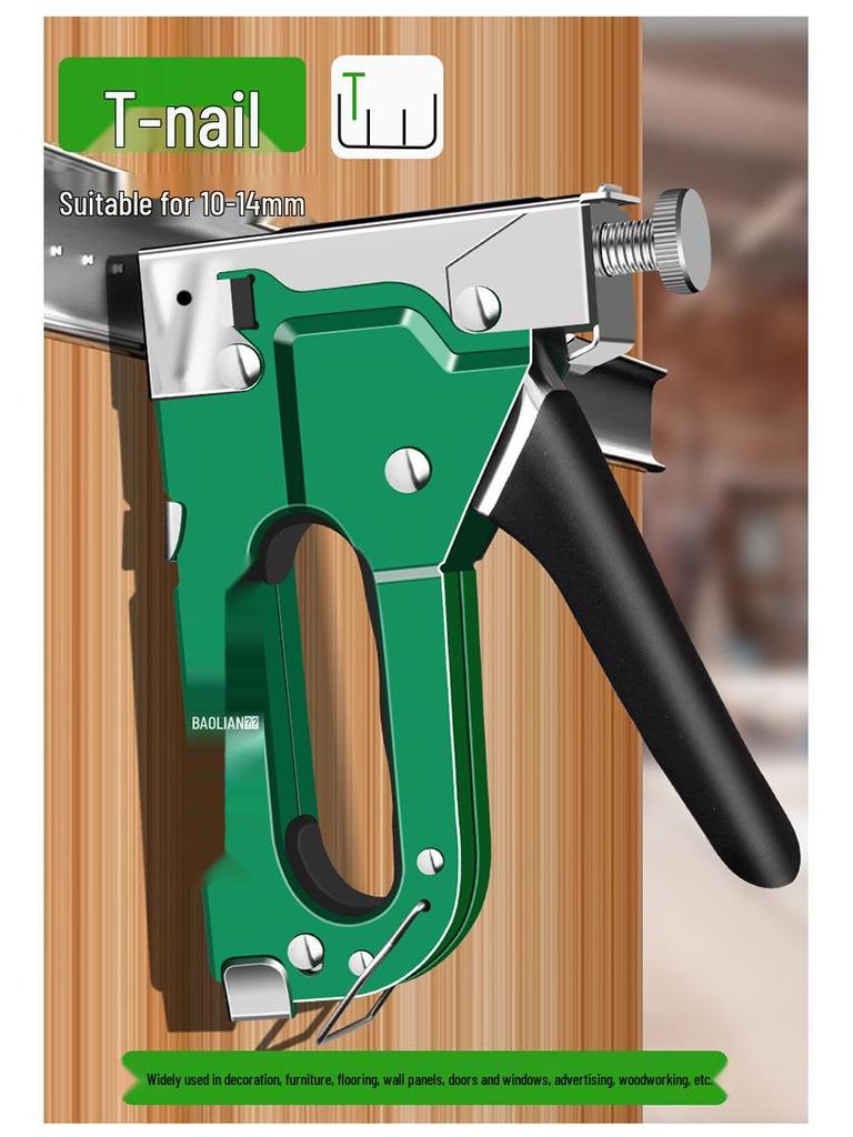 Manual Pneumatic Nail Gun: Brad Nailer, Steel Nailer, U-Shaped & Straight Nails for Wire Trough and Woodworking.