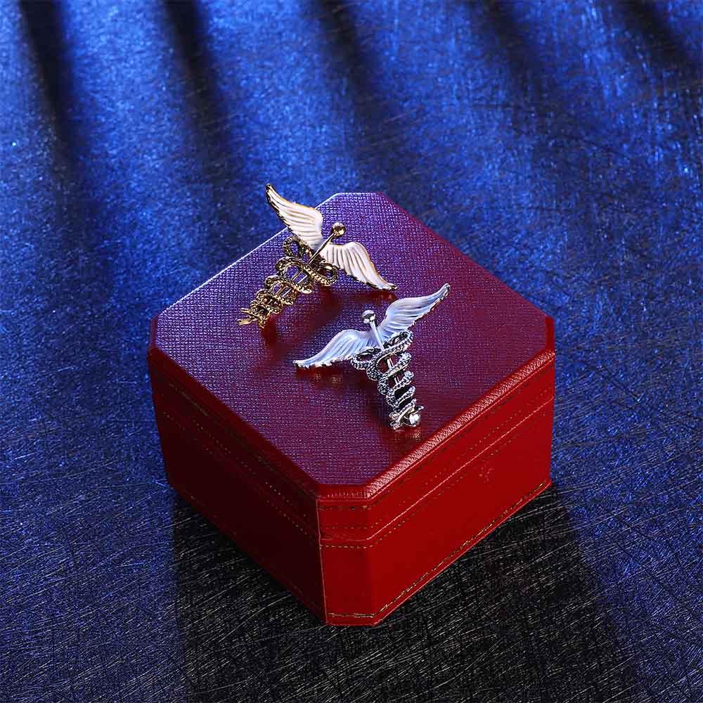 Men Women Caduceus Angel Wings Badge Snake Collar Clothing Accessories Corsage Jewelry Brooch Pins
