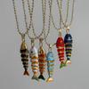 Fashion Stainless Steel Chain Fish Necklace Joints movable Enamel Koi Pendant Charms Plating Carp Collarbone Necklace Party Gift