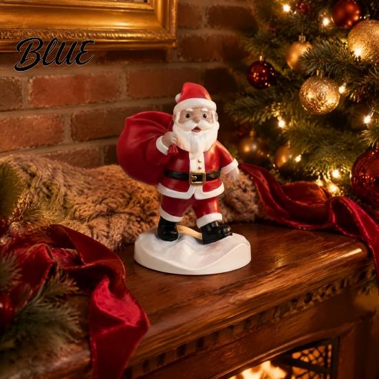 Holiday Storage Containers Santa Claus Statue Pen Holder Mini Potted Plant Desk Organizer Countertop Organizers for Christmas Festive Tabletop
