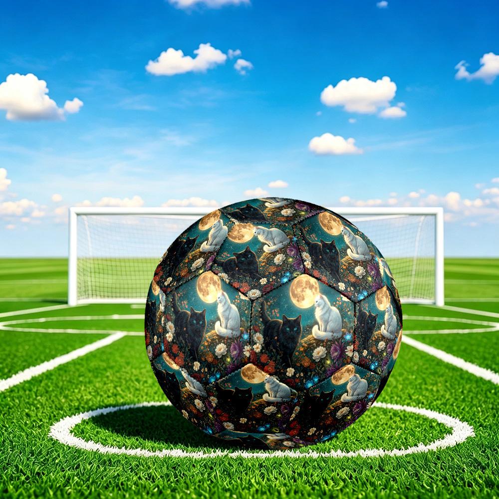 1pc Moonlit Garden Cats Theme Soccer Ball Football, Size 5, Lightweight PVC, Outdoor Training Soccer Ball,Sports Gift t61455