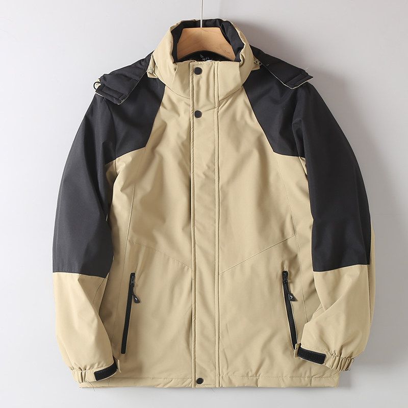 Trade Surplus Autumn and Winter Outdoor Windproof Waterproof Graphene Thermal Insulation Warm Color-Blocking Hooded Trendy Cotton Jacket for Men