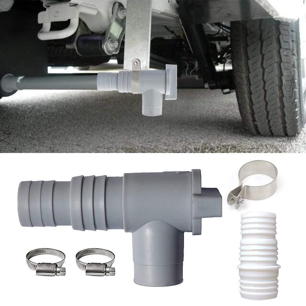 Rubinetto di Scarico Serbatoio Acque Grigie Rifiuti Camper 28mm e 32mm Include Staffa di Montaggio Accessori Valvola Caravan