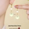 Sterling Silver Jade Earrings: Ancient-Inspired Women's Qipao Accessories with Peace Lock Design