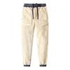 Men Thick Thermal Winter Jogger Pants Polar Fleece Outer With Lamb Fleece Lining Zipper Side Pockets Drawstring Elastic Waist Sp