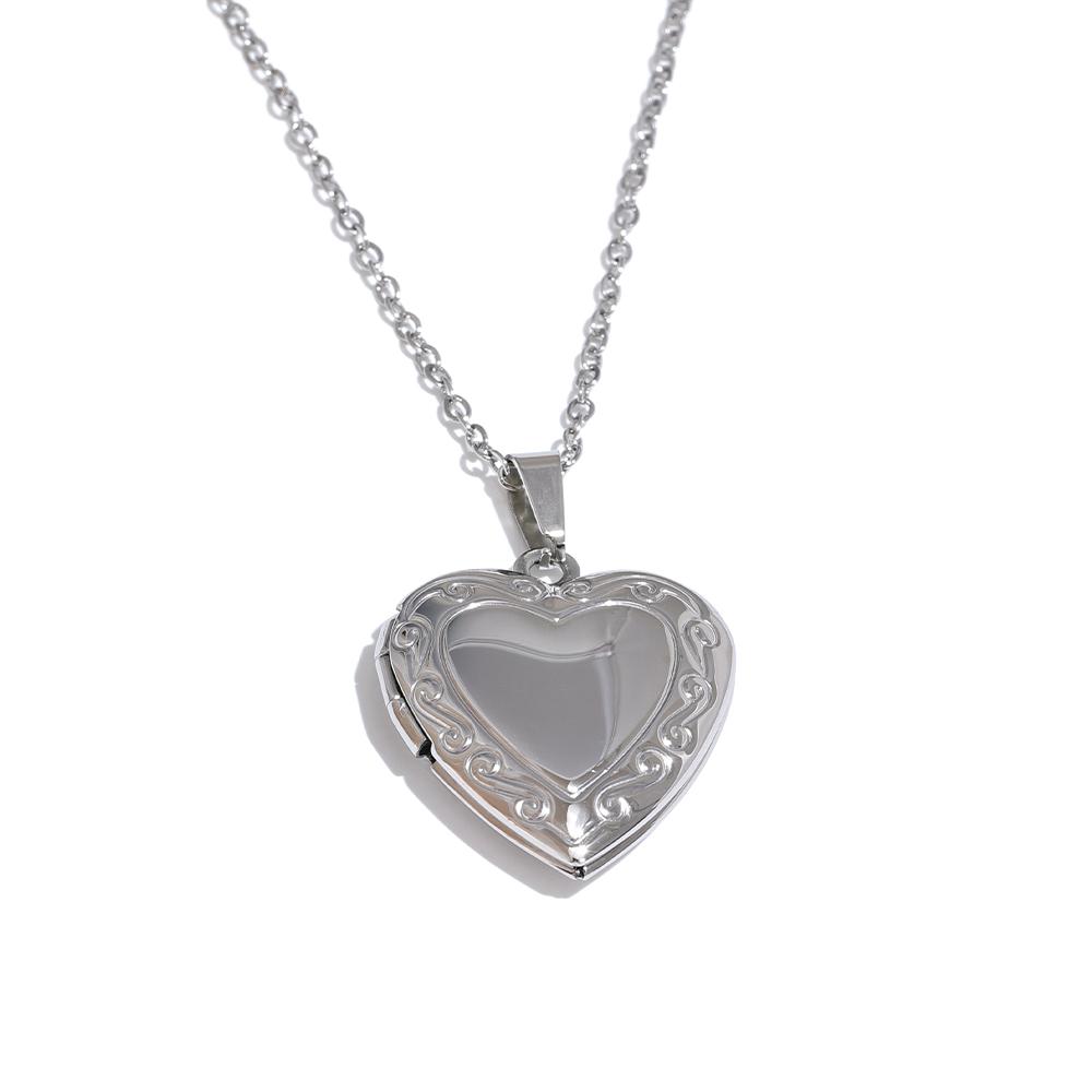 

Yhpup Heart Stainless Steel Pendant Drop Necklace Waterproof Friend Photo Picture Frame Locket Charm Necklace Jewelry Gift