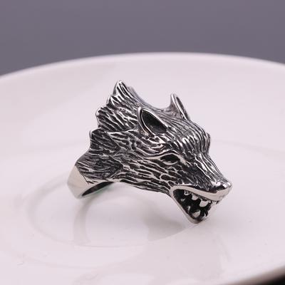 European and American Domineering Totem Wolf Head Ring Fashion Men's Ring Fashion
