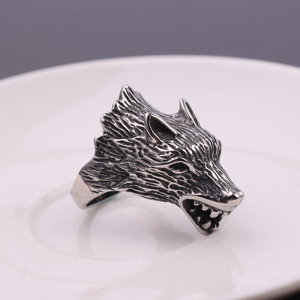 European and American Domineering Totem Wolf Head Ring Fashion Men's Ring Fashion