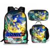 Sonic Rucksack-Set für Kinder 3-teilig Anime Schultasche Brottasche Federmäppchen Grundschüler Geschenk