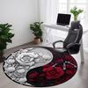 1pc Yin Yang Floral Carpet, Round Non Slip Durable Large Size Office Carpet, Suitable for Office
