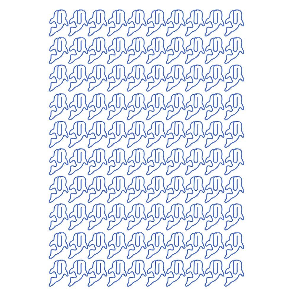 100Pcs Whale Shaped Cute Shaped Office Paper Clips Plastic-coated Metal Dark Blue Lovely Shape Paperclip Clamp 3.1*2.3cm