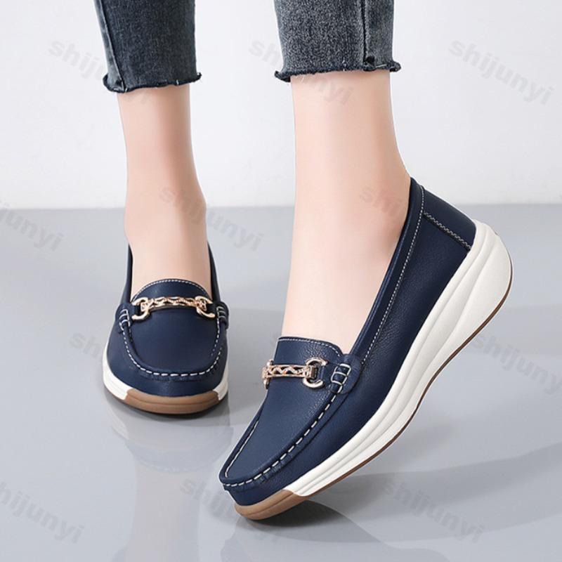 Fashion Women Casual Shoes Women Wedge Sneaker Designer Flat Platform PU Leather Loafers Slip on Non-slip Ladies Moccasins Zapatos Mujer