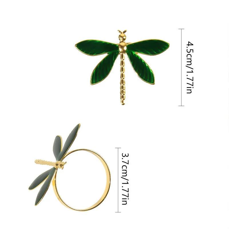 Minimalist Green Dragonfly Napkin Rings for Hotel and Restaurant Table Decor Elegant Napkin Holders for Dining Settings