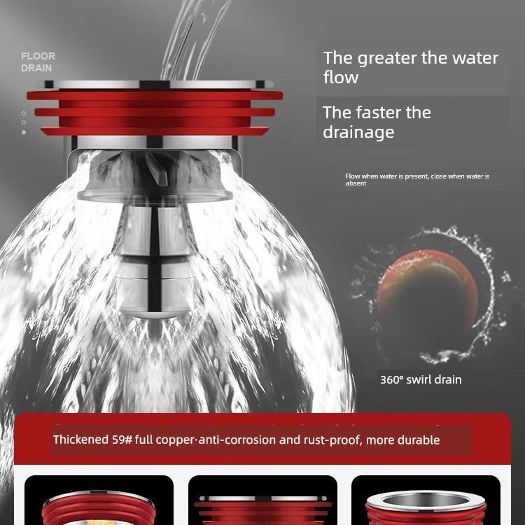 Germany's 2026 New Model All-Copper Floor Drain Deodorizer, Universal Bathroom Sewer Cover To Prevent Odor Backflow