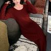 Hepburn-Style Slim Fit Knit Dress: Elegant High Waist, Long Sleeve, Round Neck, for Autumn/Winter