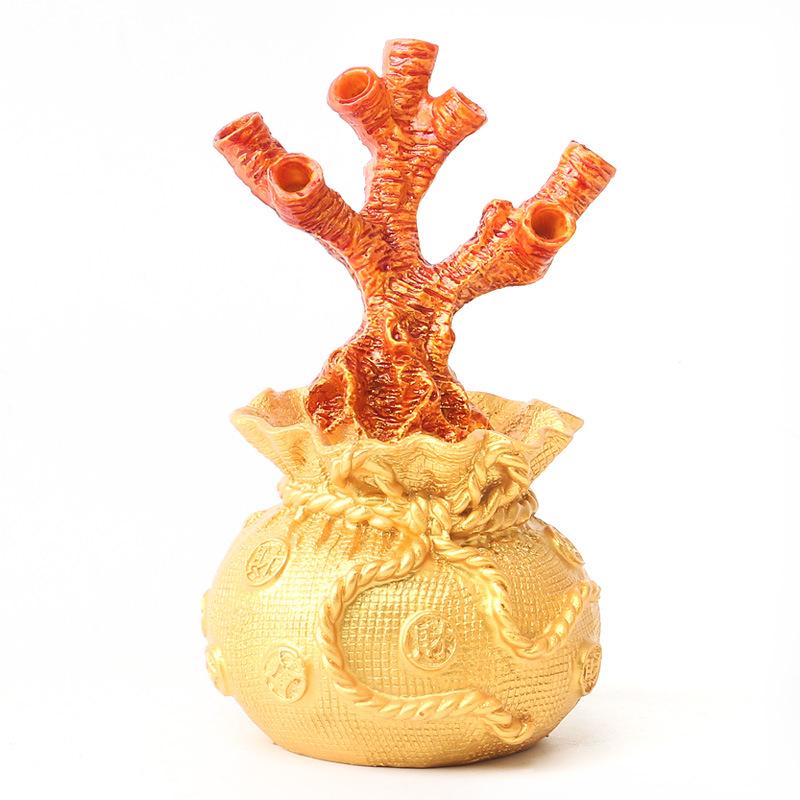 

Орнамент Денежное дерево в китайском стиле с 7 отверстиями из желтого кристалла с основанием в виде мешка с удачей - Аксессуары для DIY