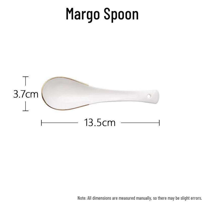 SIFAR Gold Rim Ceramic Small Spoons (8-Pack)