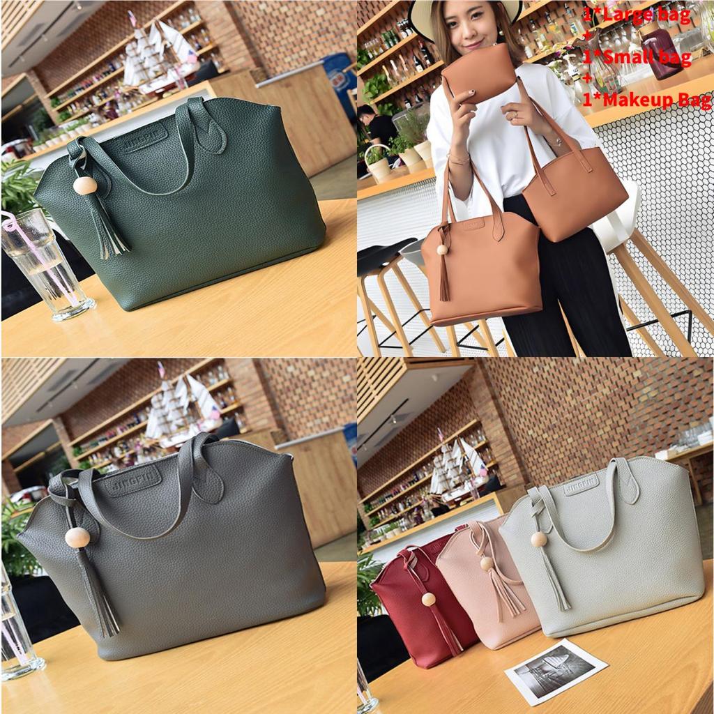 Damski Zestaw Portfeli ze Skóry PU z Paskiem na Ramię i Kosmetyczką do Codziennego Użytku