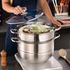 11-Piece Stainless Steel Soup and Steamer Pot Set, Large Sizes 28-36cm for Export Kitchen Cooking
