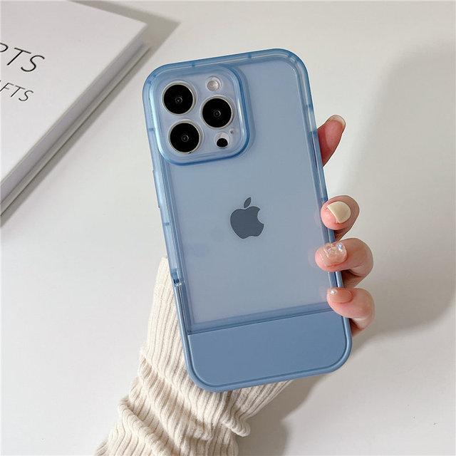 Clear Bumper Stand Holder Phone Case For Iphone 14 13 11 12 Pro Max Xr Xs Max 13pro 14 Plus Shockproof Soft Silicone Back Cover