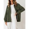 Womens Solid Color Diamond Pocket Casual Buttoned Collared Jacket