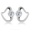 Korean Inlaid Zircon Peach Heart Stud Earrings - Versatile Heart-Shaped Fashion Jewelry