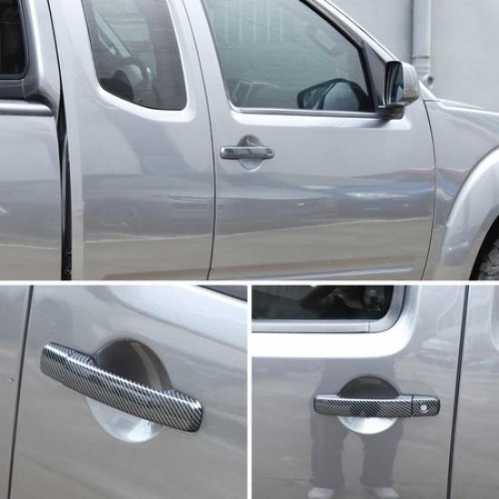 Carbon Fiber ABS Outer Door Handle Cover Trim For Nissan Frontier 2009-2017