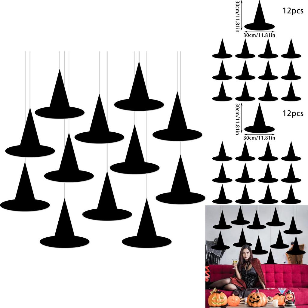 Halloween Witch Hat Paper String Decorations For Holiday Event Scene Decor
