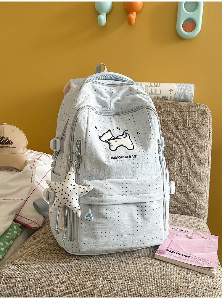 Schoolbag Korean Puppy Embroidered Backpack Soft Girl College Style Student Schoolbag Large Capacity Cartoon Girl Versatile Backpack