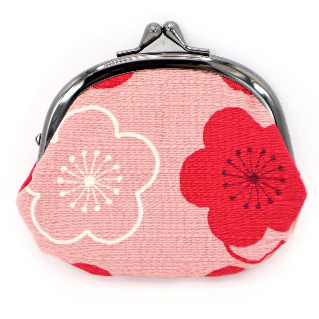 Maruzen Coin Clasp Plum Blossom Made in x 12 x 3 cm Purse, Closure, Design, Pink, Japan, Approx. 10.5
