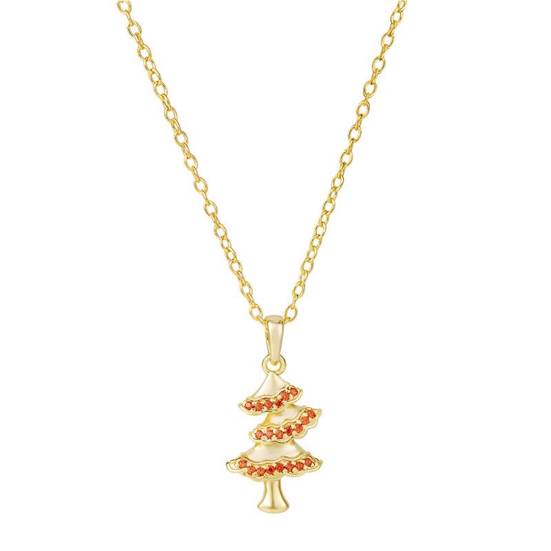 

Arvaleff S925 Sterling Silver Christmas Tree Necklace with 14k Gold Zircon Clavicle Chain золотий
