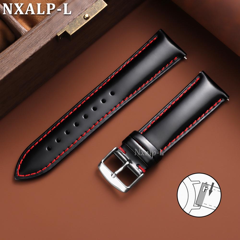Oiled Leather Strap for Omega for Seiko Watch Band 18mm 19mm 20mm 21mm 22mm Genuine Cowhide Wristband Quick Release Accessories