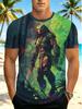 [Printed Design - Not Textured] Men'S Lightweight Round Neck Short Sleeve T-Shirt, Men'S Short Sleeve Predator Jungle Theme T-Shirt, Suitable for