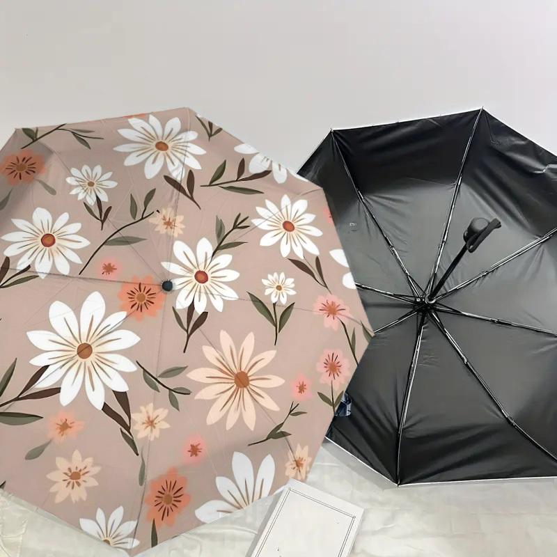1PC Floral Pattern Umbrella-8-Rib Reinforced Portable Folding Travel Suitable for All Seasons Outdoor Daily Use Is an Ideal Choice -F338