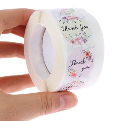 500Pcs/Roll Round Floral Thank You Stickers For Package Seal Labels